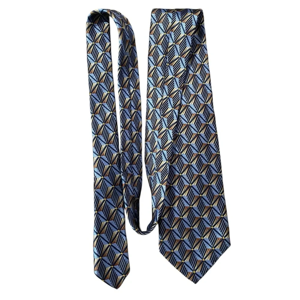 Robert Talbott Best of Class Silk Tie Blue Gold Geometric USA Nordstrom Classic